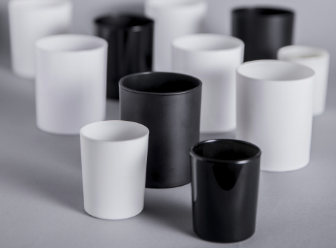 Black and white candle containers Manufacture Française de Bougies