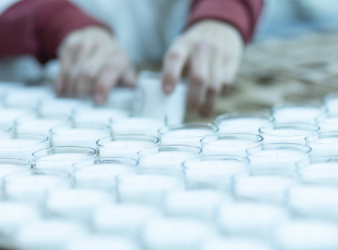 White candles packaging Manufacture Française de Bougies